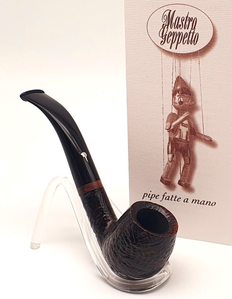 Mastro Geppetto Pfeife Sabbiato Bent Billiard 9mm-Bohrung Bruyere dunkelbraun