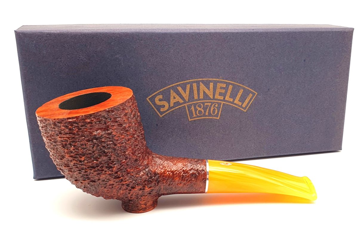 Savinelli Genovesina Pfeife Yellow Rustic Normalbohrung Bruyere dunkelbraun