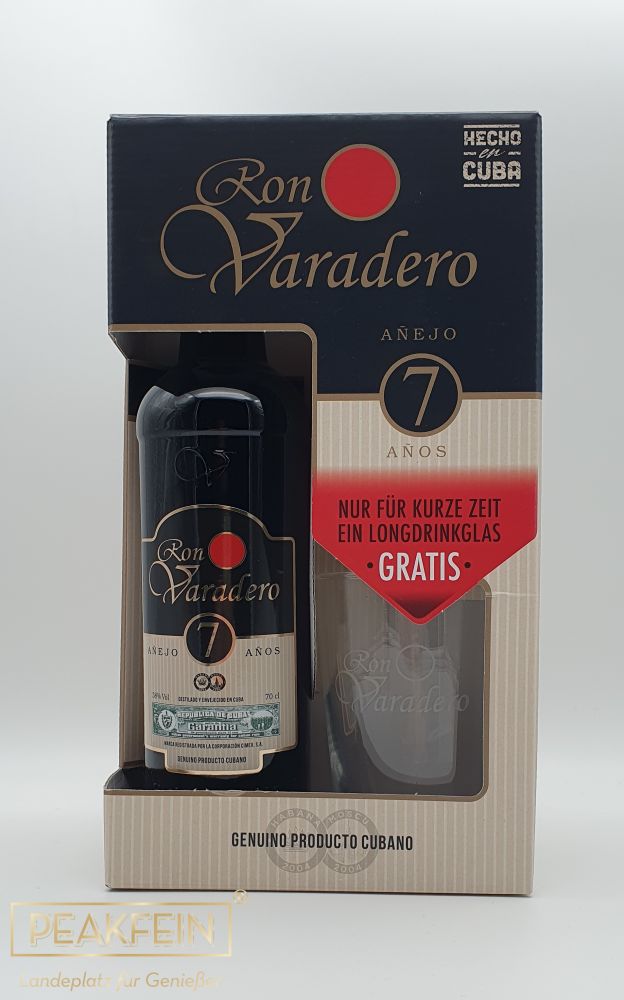 Ron Varadero Añejo 7 Años Rum mit Longdrinkglas 